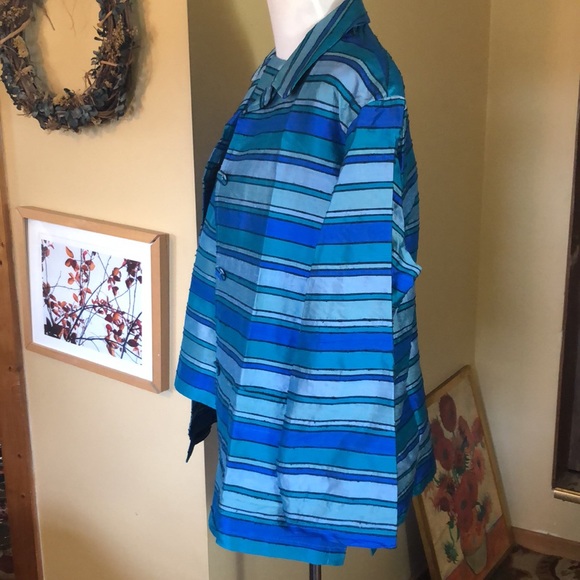 VINTAGE Josephine Chaus Size 12 10 RAW SILK Top+Shell Vivid Textured Stripe NEW - Picture 8 of 16